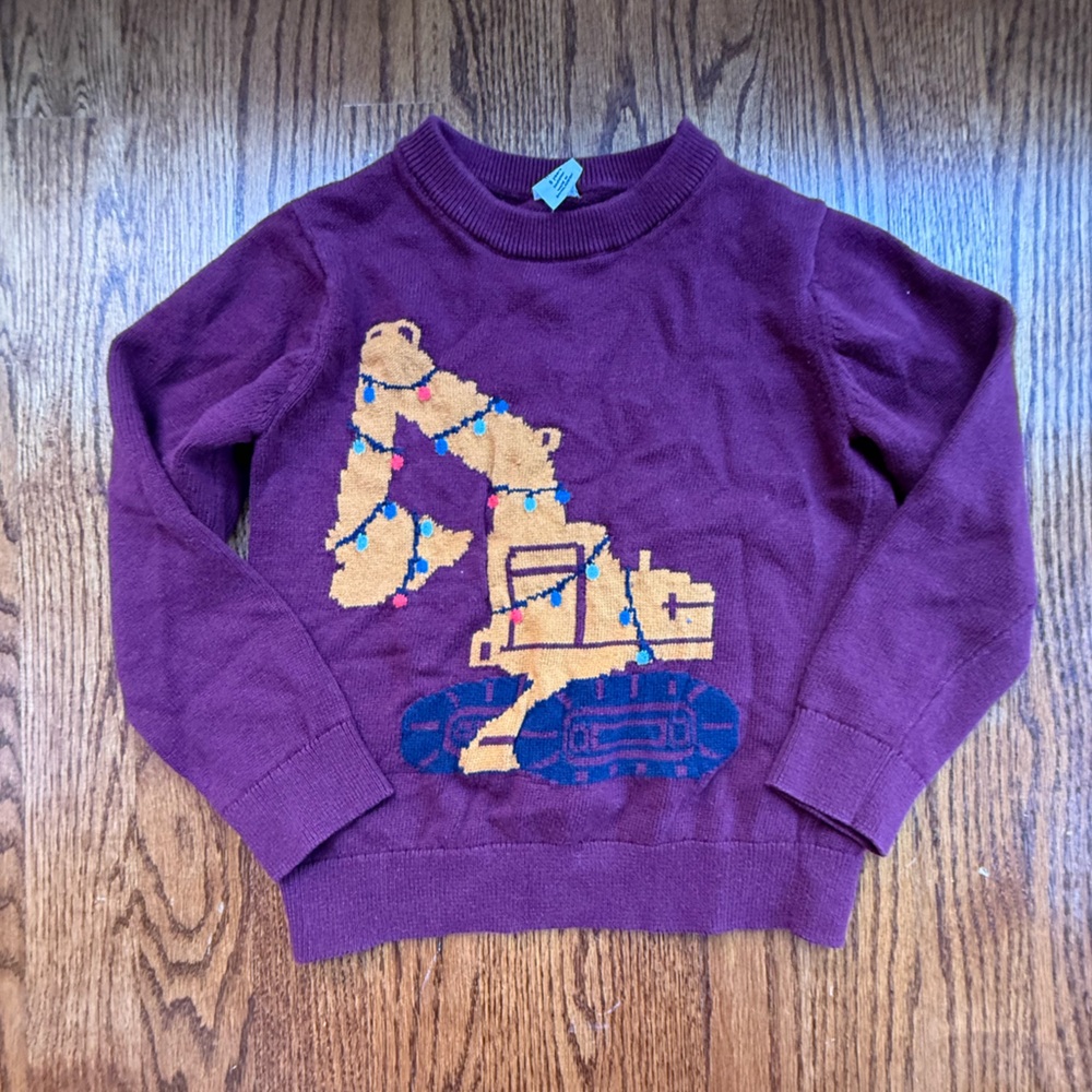 Gap Christmas Excavator Sweater Sz 5 - Picture 1 of 6